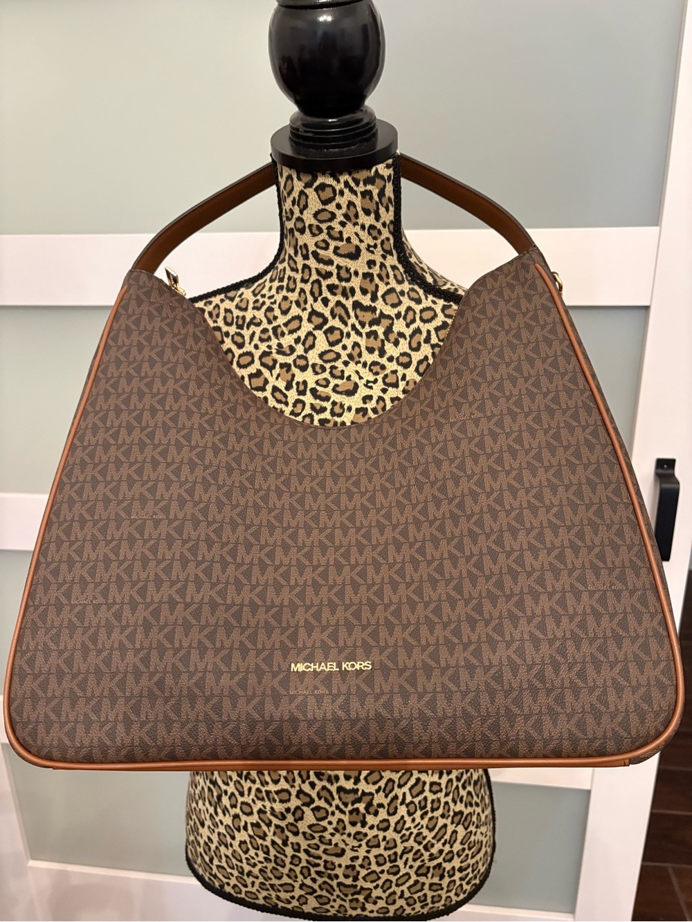 Michael Kors Brown Logo-Print Shoulder Hobo NWT!!